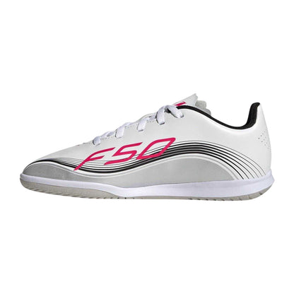 White-Red - Side - Adidas Childrens-Kids F50 Messi Club Lionel Messi Indoor Football Shoes
