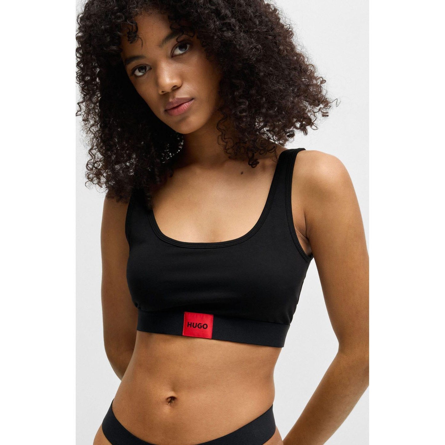 Black - Back - Hugo Womens-Ladies Red Label Logo Bralette