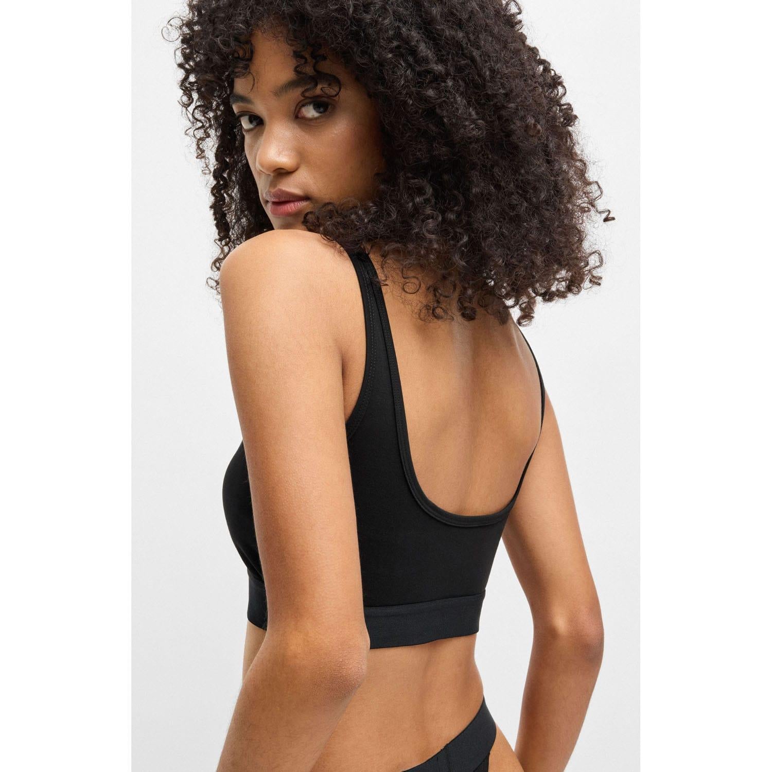 Black - Side - Hugo Womens-Ladies Red Label Logo Bralette