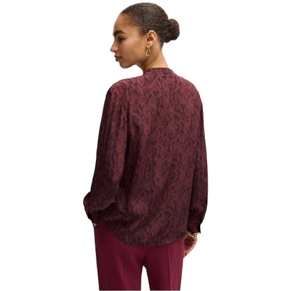 Burgundy - Back - Boss Womens-Ladies Snake Print Long-Sleeved Blouse