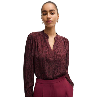 Burgundy - Side - Boss Womens-Ladies Snake Print Long-Sleeved Blouse