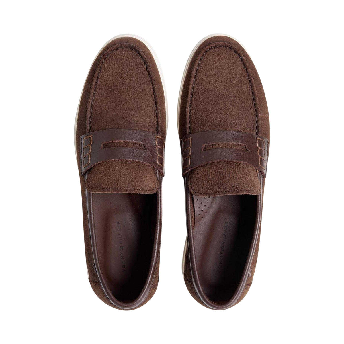 Brown - Side - Tommy Hilfiger Mens Nubuck Flat Trainers