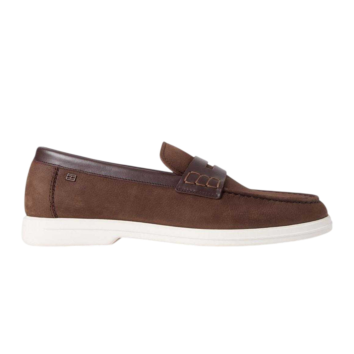 Brown - Front - Tommy Hilfiger Mens Nubuck Flat Trainers