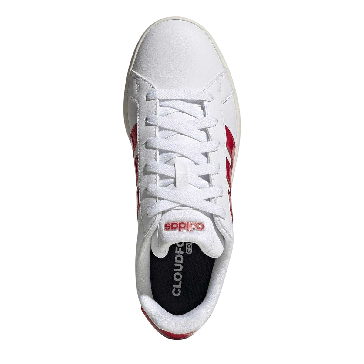 White - Side - Adidas Womens-Ladies Grand Court Base 3.0 3 Stripes Trainers