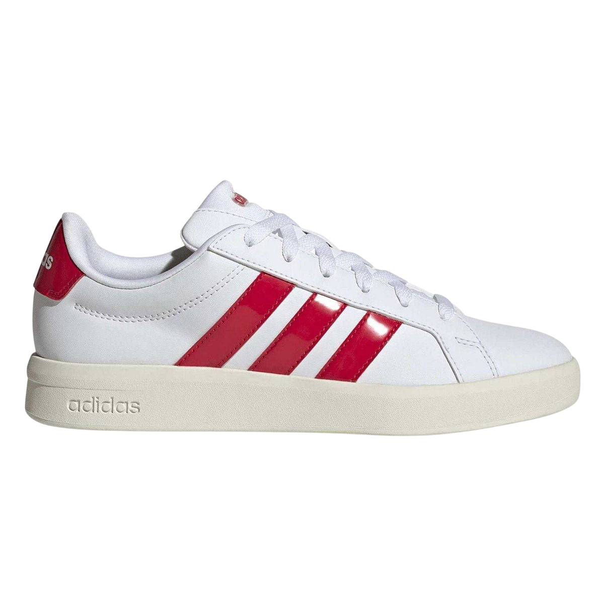 White - Front - Adidas Womens-Ladies Grand Court Base 3.0 3 Stripes Trainers