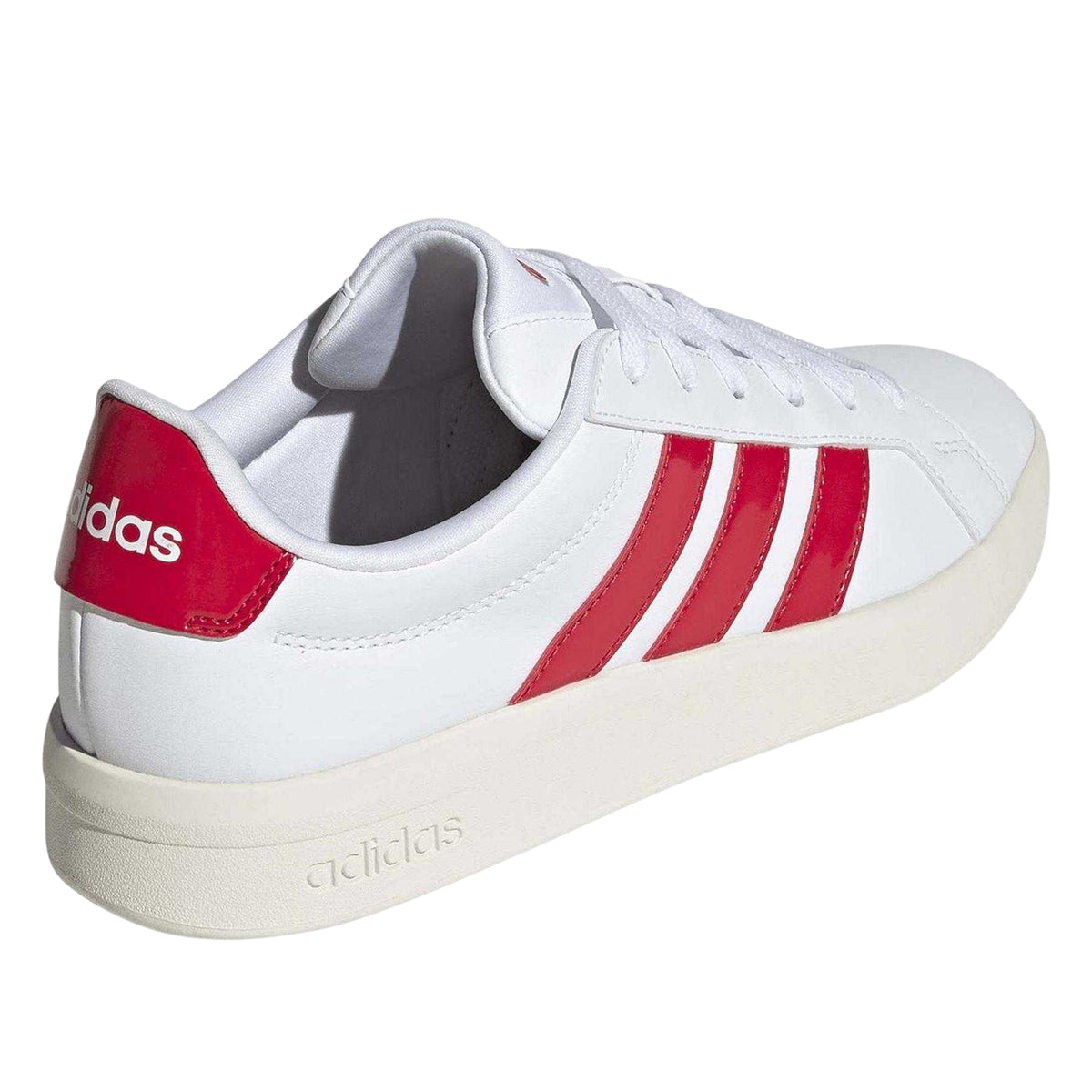 White - Back - Adidas Womens-Ladies Grand Court Base 3.0 3 Stripes Trainers