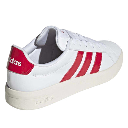 White - Back - Adidas Womens-Ladies Grand Court Base 3.0 3 Stripes Trainers