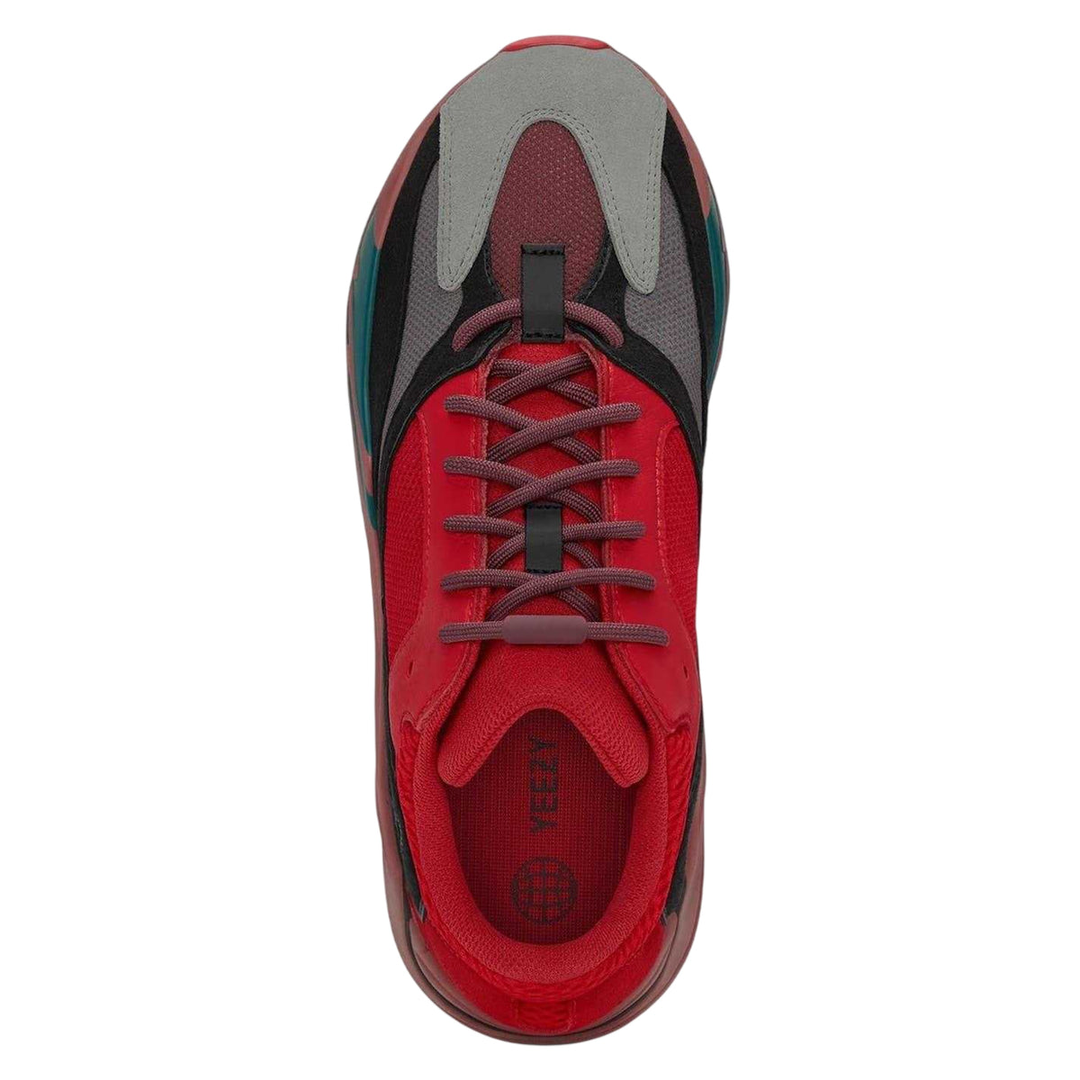Red - Side - Adidas Mens Yeezy Boost 700 Leather Trainers