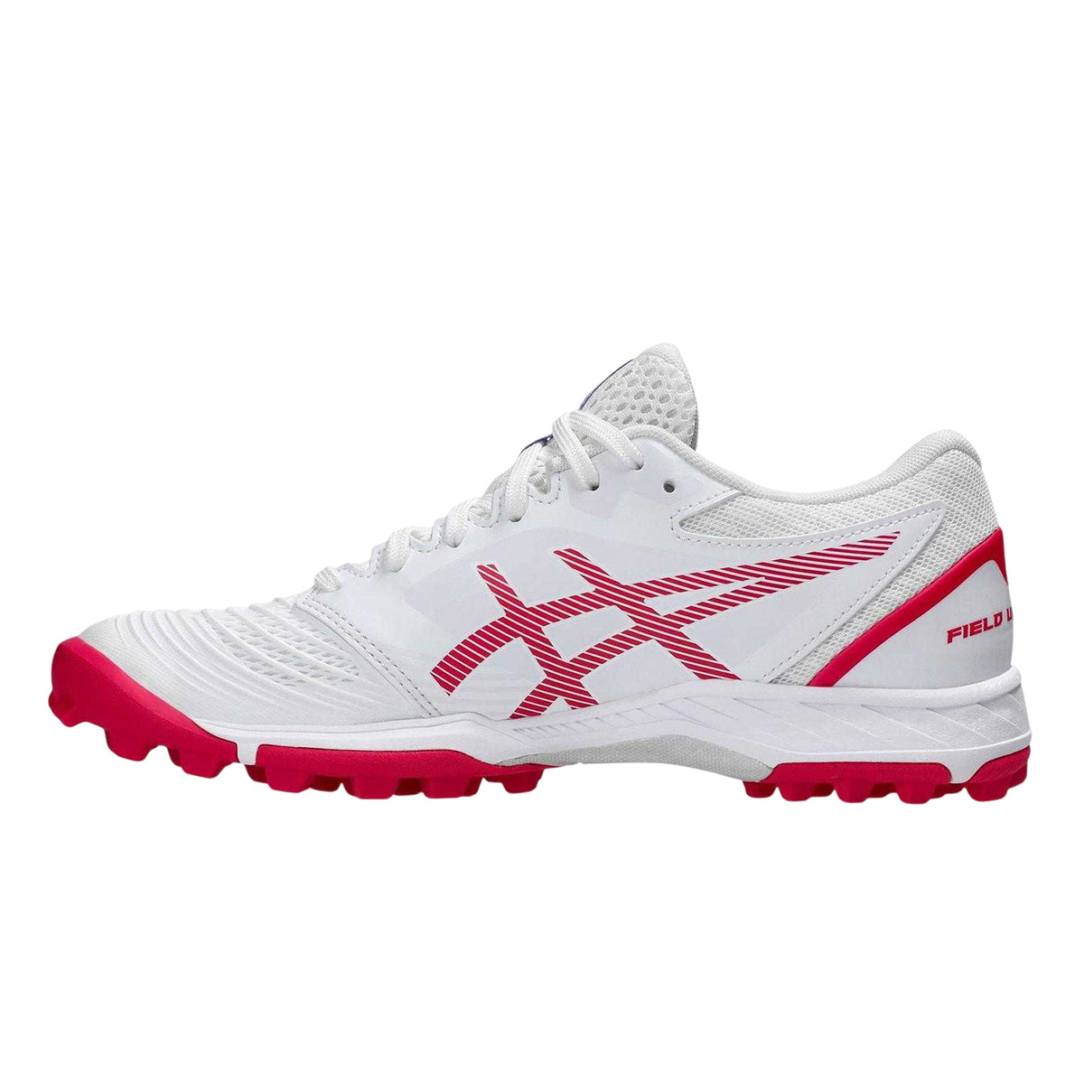 White-Bright Rose - Side - Asics Womens-Ladies Field FF Astro Hockey Shoes
