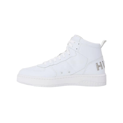 White - Side - Hugo Mens Kilian Hito BLub Leather High Top Trainers