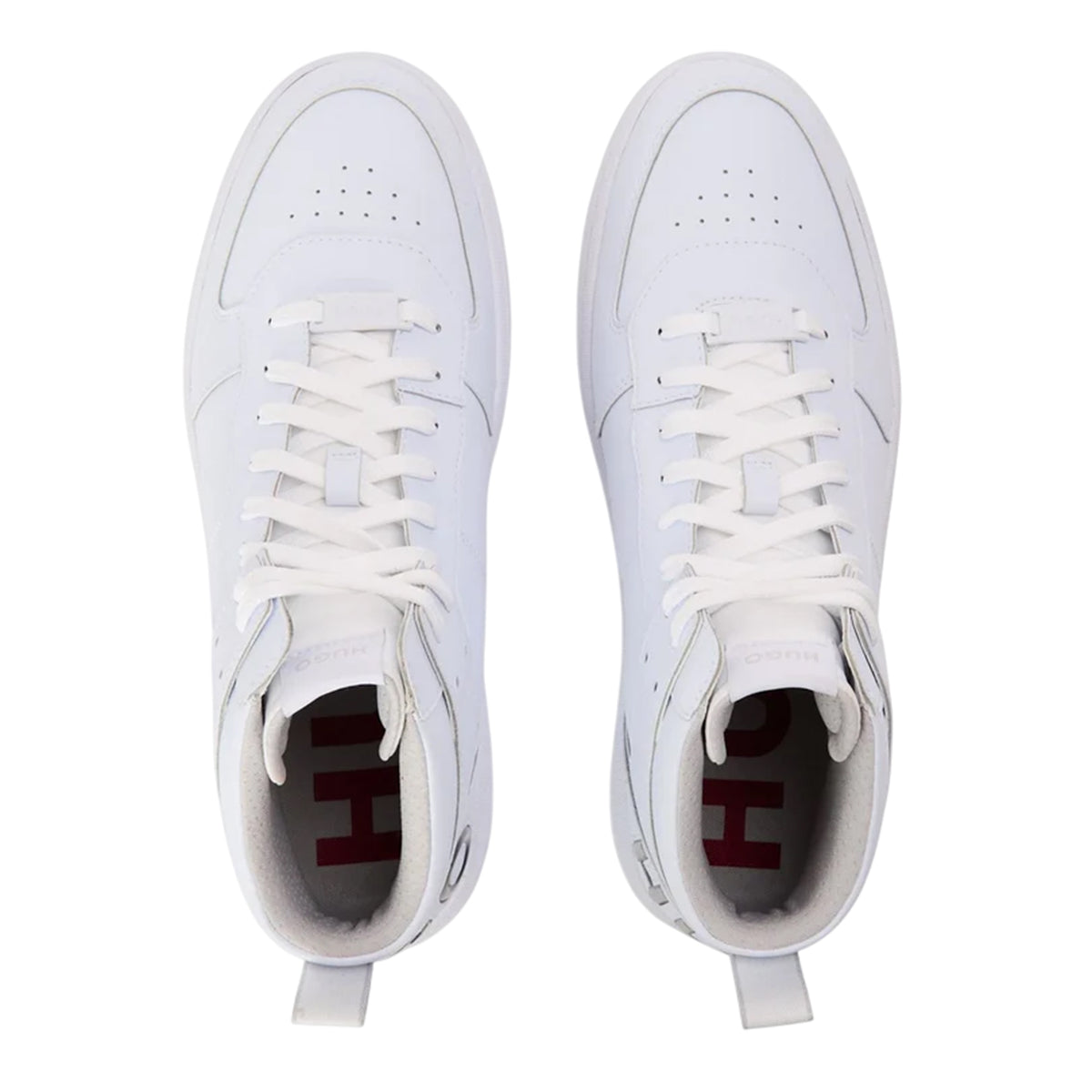 White - Lifestyle - Hugo Mens Kilian Hito BLub Leather High Top Trainers
