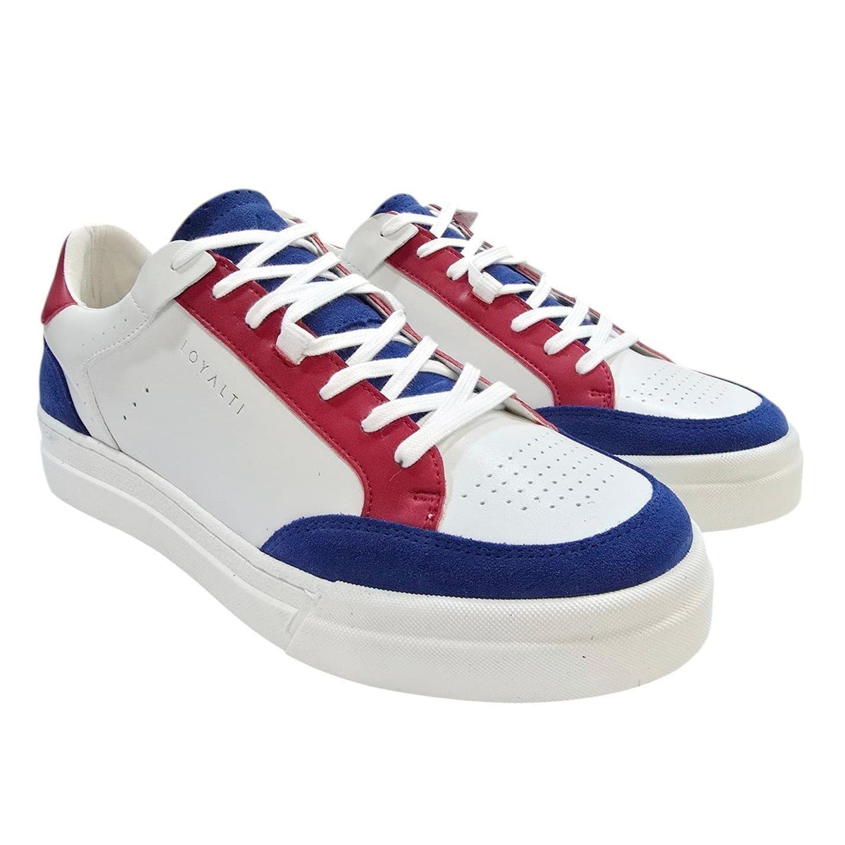 White-Blue-Red - Pack Shot - Loyalti Mens Braid Trainers