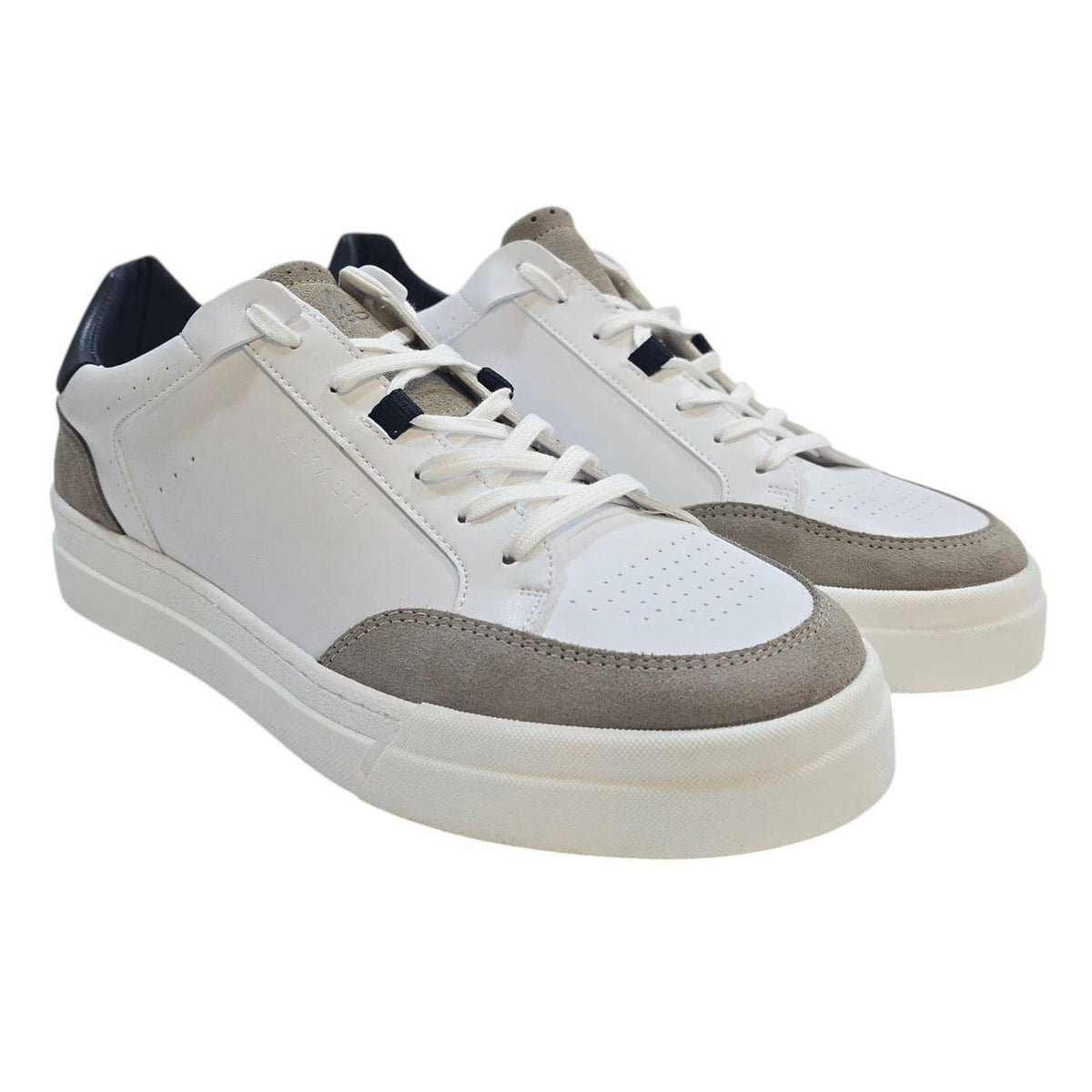 White-Grey-Navy - Pack Shot - Loyalti Mens Braid Trainers