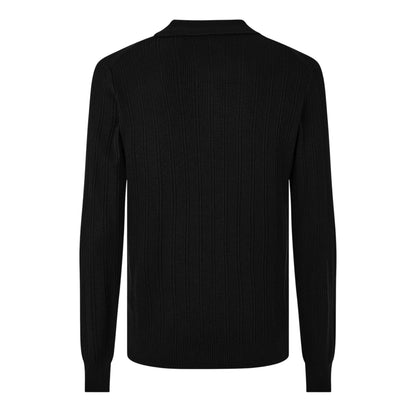 Black - Back - Hugo Mens Sastoro Ribbed Casual Top