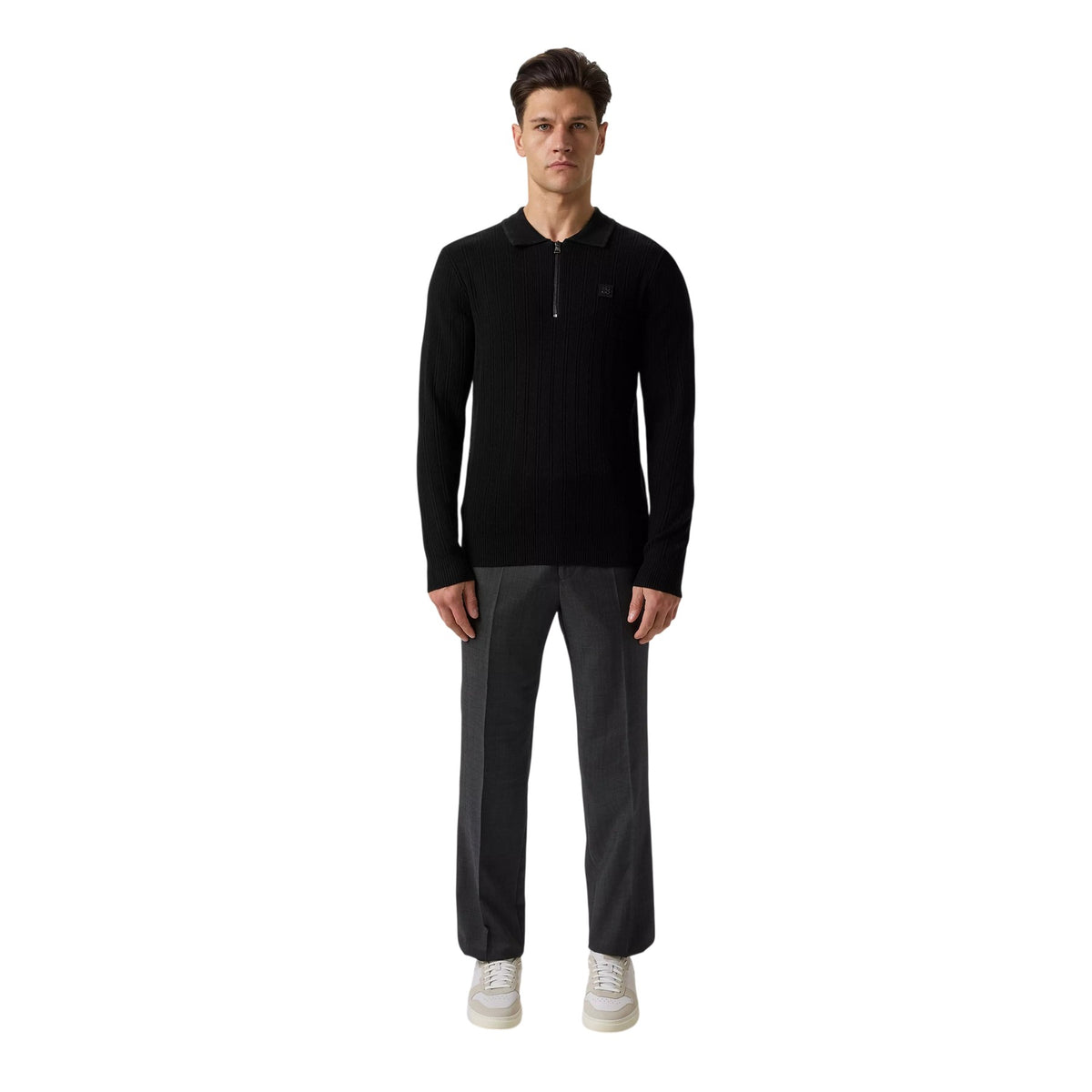 Black - Lifestyle - Hugo Mens Sastoro Ribbed Casual Top