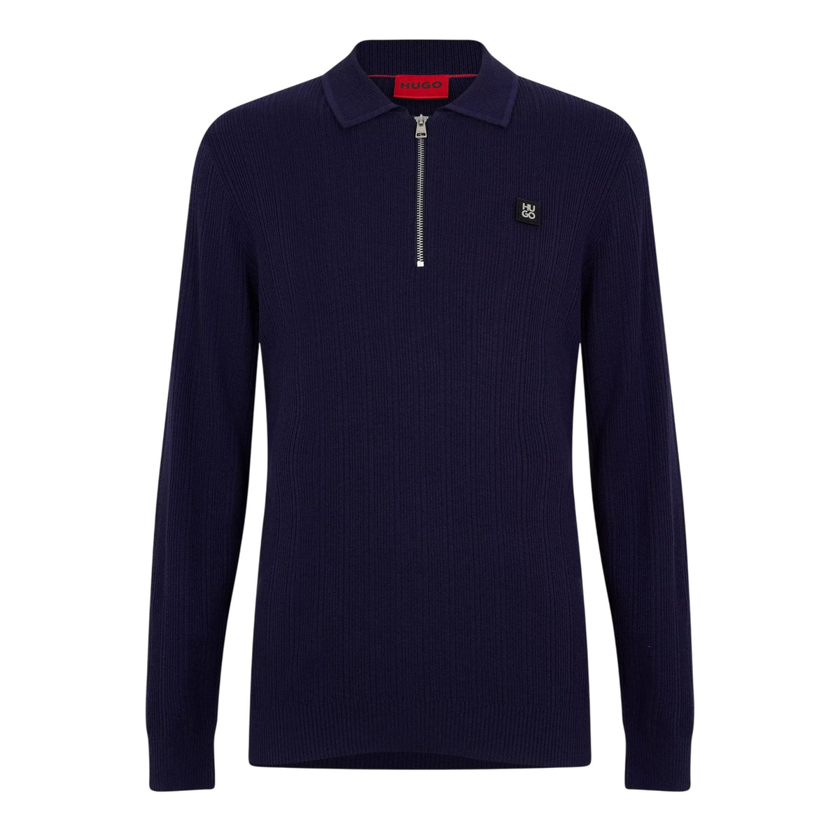 Navy - Front - Hugo Mens Sastoro Ribbed Casual Top