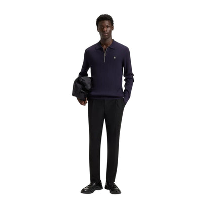 Black - Pack Shot - Hugo Mens Sastoro Ribbed Casual Top