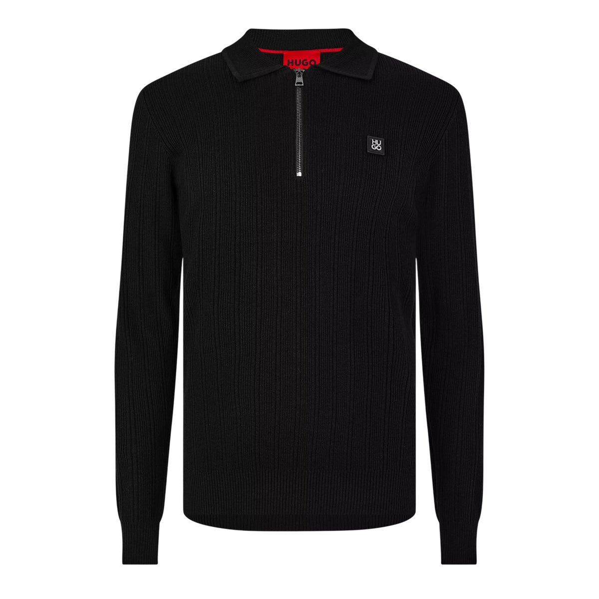 Black - Front - Hugo Mens Sastoro Ribbed Casual Top