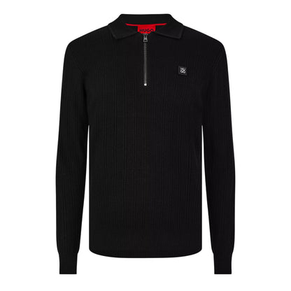 Black - Front - Hugo Mens Sastoro Ribbed Casual Top