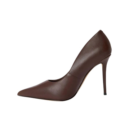 Dark Brown - Back - Aldo Womens-Ladies Leather Formal High Stiletto Heel Pumps