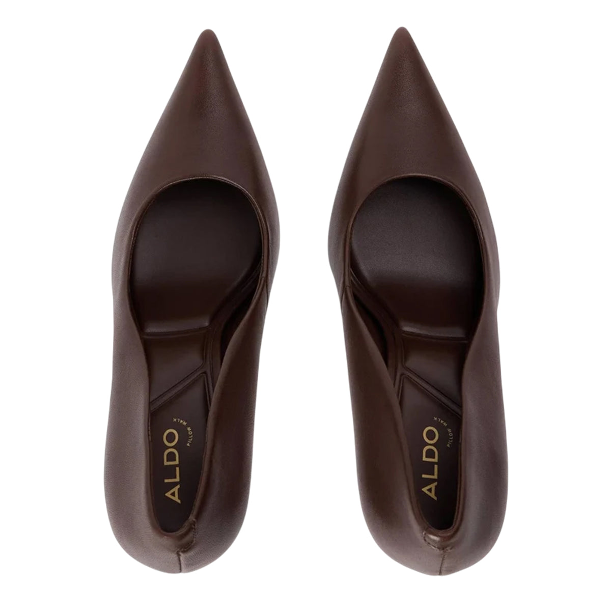 Dark Brown - Side - Aldo Womens-Ladies Leather Formal High Stiletto Heel Pumps