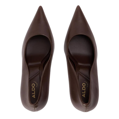 Dark Brown - Side - Aldo Womens-Ladies Leather Formal High Stiletto Heel Pumps