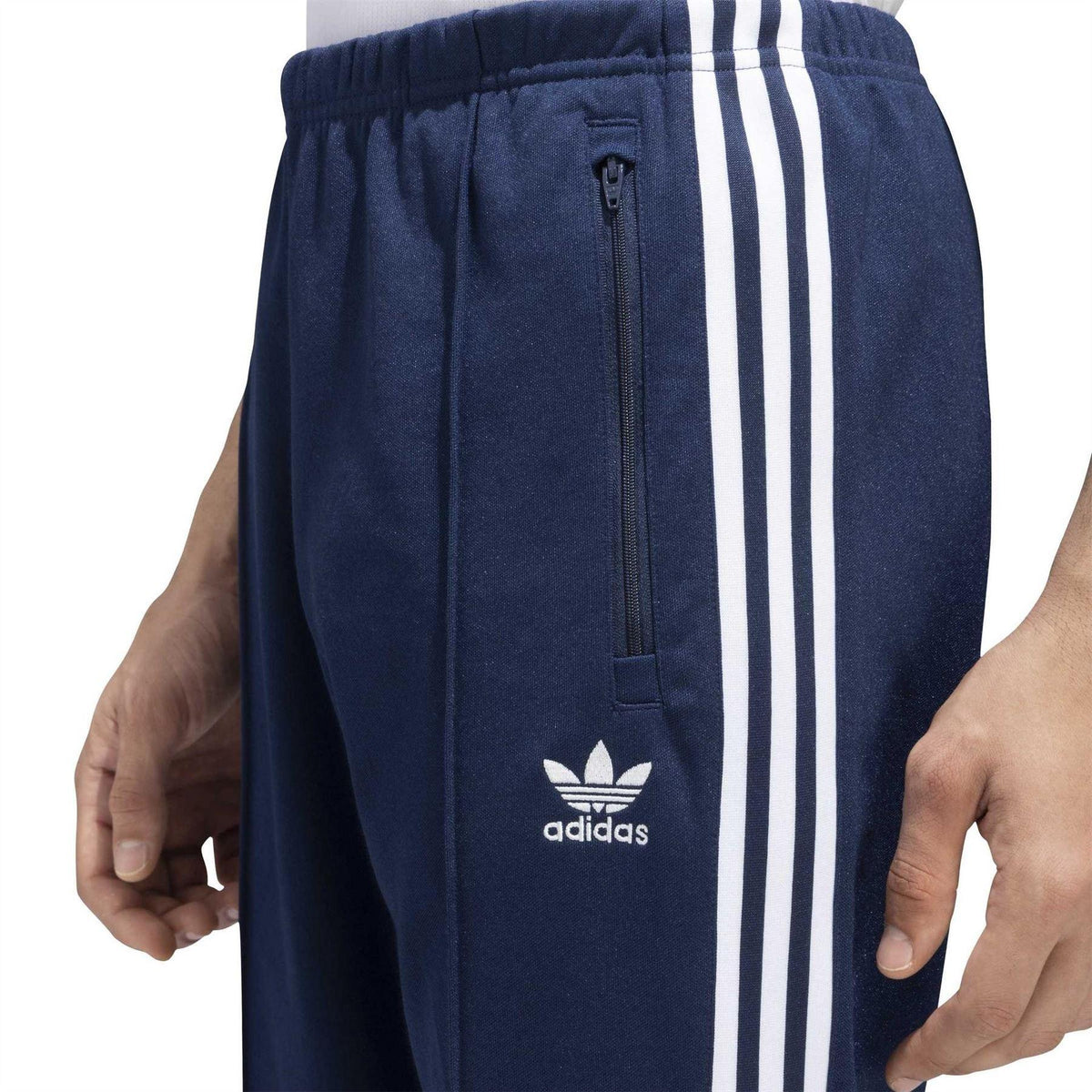 Indigo Blue - Side - Adidas Mens Beckenbauer Logo Slim Tracksuit Bottoms