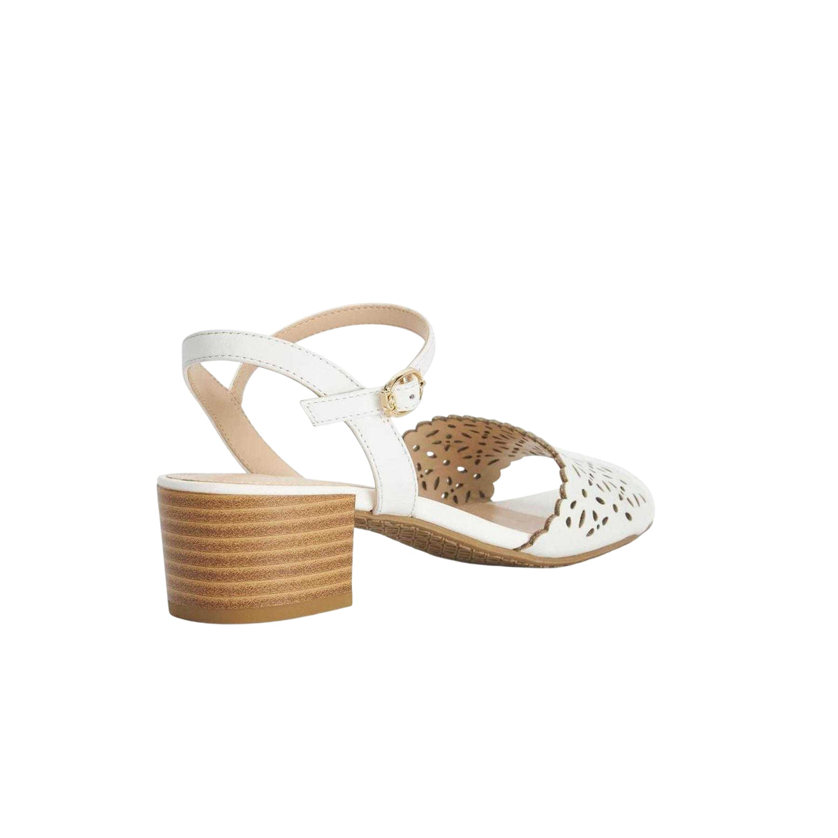White - Back - Dune London Womens-Ladies Josephina Leather Block Heel Court Shoes