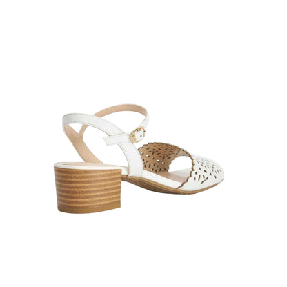 White - Back - Dune London Womens-Ladies Josephina Leather Block Heel Court Shoes