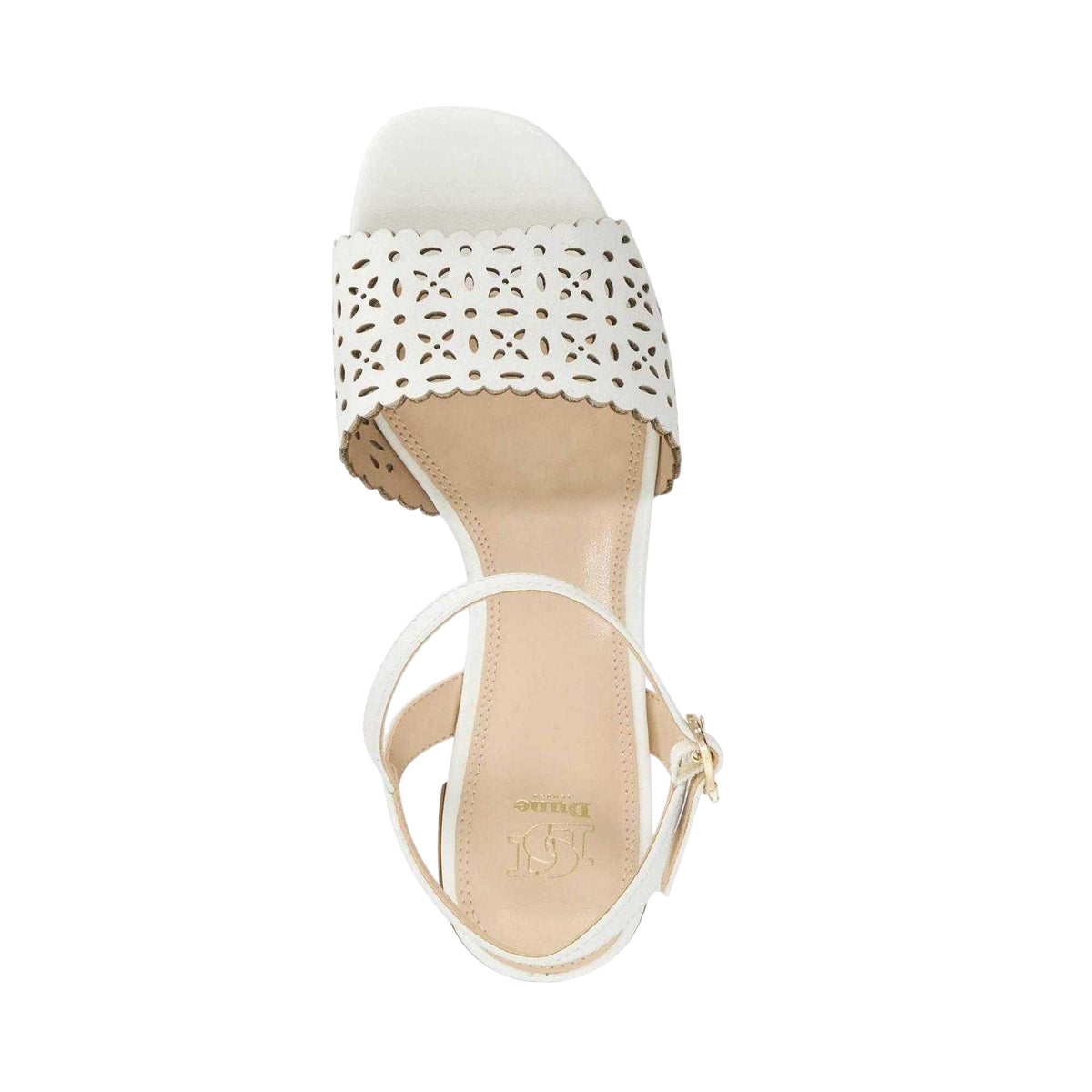 White - Side - Dune London Womens-Ladies Josephina Leather Block Heel Court Shoes