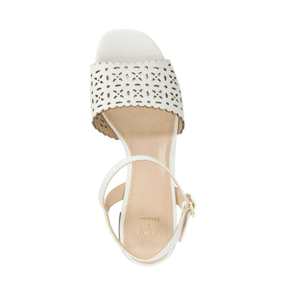 White - Side - Dune London Womens-Ladies Josephina Leather Block Heel Court Shoes