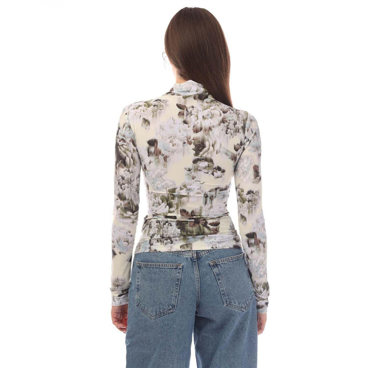 Grey - Back - Off White Womens-Ladies Chine Sec Skin Slim Top