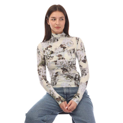 Grey - Pack Shot - Off White Womens-Ladies Chine Sec Skin Slim Top