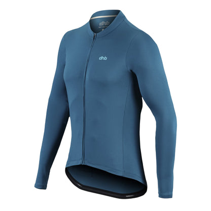 Ink Blue - Side - dhb Mens Blok Lightweight Long-Sleeved Cycling Jersey