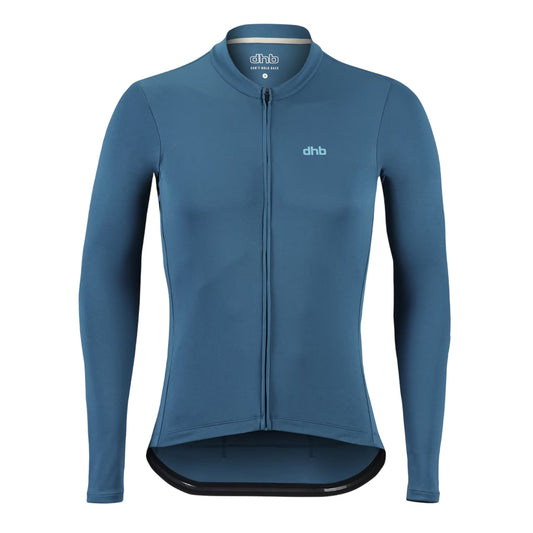 Ink Blue - Front - dhb Mens Blok Lightweight Long-Sleeved Cycling Jersey