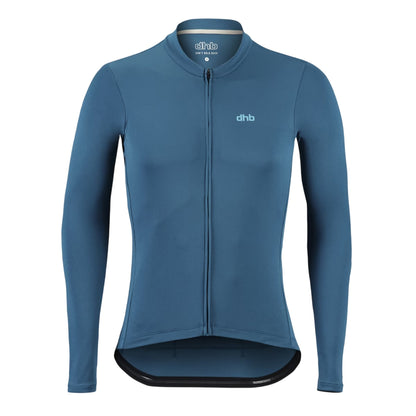 Ink Blue - Front - dhb Mens Blok Lightweight Long-Sleeved Cycling Jersey