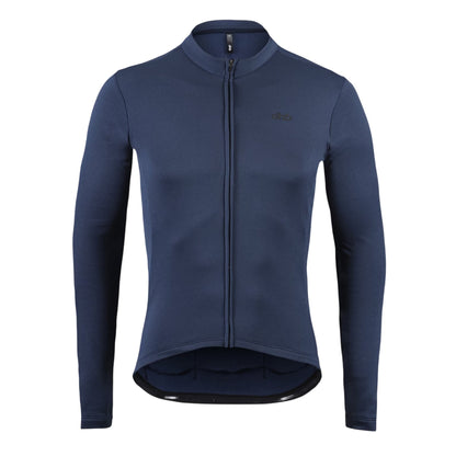 Middle Blue - Front - dhb Mens Blok Thermal Long-Sleeved Cycling Jersey
