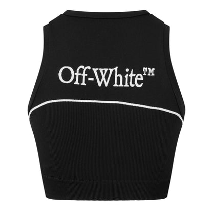 Black - Back - Off White Womens-Ladies OW Snug Fit Crop Top