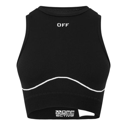 Black - Front - Off White Womens-Ladies OW Snug Fit Crop Top