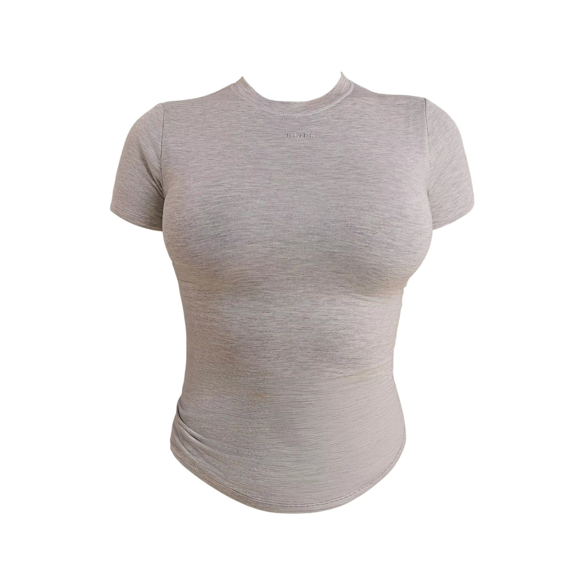 Grey - Front - Mars The Label Womens-Ladies Embroidered Logo Fitted Short-Sleeved Top