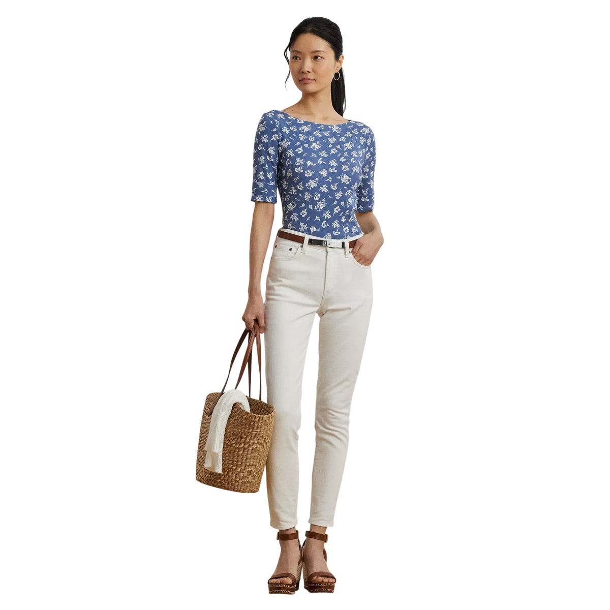 Floral - Lifestyle - Ralph Lauren Womens-Ladies Judy Floral Pattern 3-4 Sleeve T-Shirt