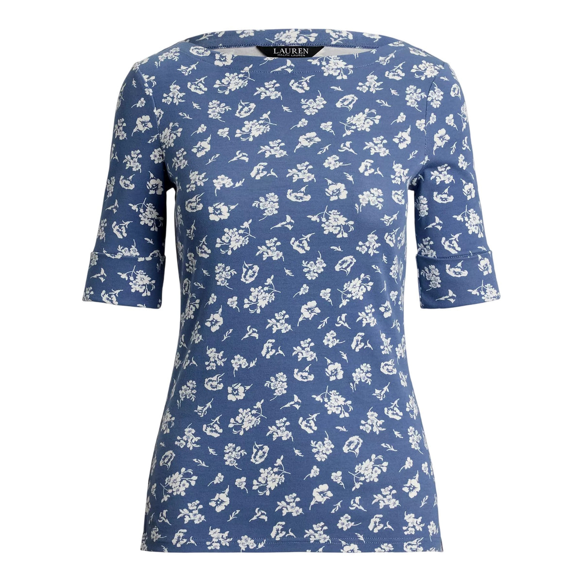Floral - Front - Ralph Lauren Womens-Ladies Judy Floral Pattern 3-4 Sleeve T-Shirt