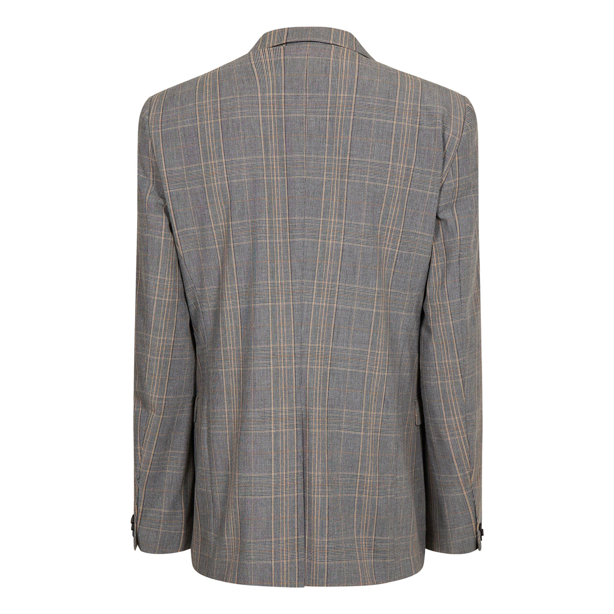 Medium Brown - Back - Hugo Mens Plaid Flap Pocket Regular Blazer