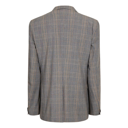 Medium Brown - Back - Hugo Mens Plaid Flap Pocket Regular Blazer