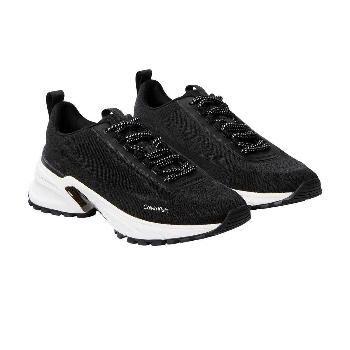 Black - Side - Calvin Klein Mens Logo Knitted Low Cut Hiking Trainers