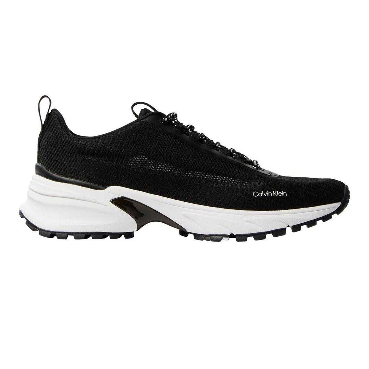 Black - Front - Calvin Klein Mens Logo Knitted Low Cut Hiking Trainers