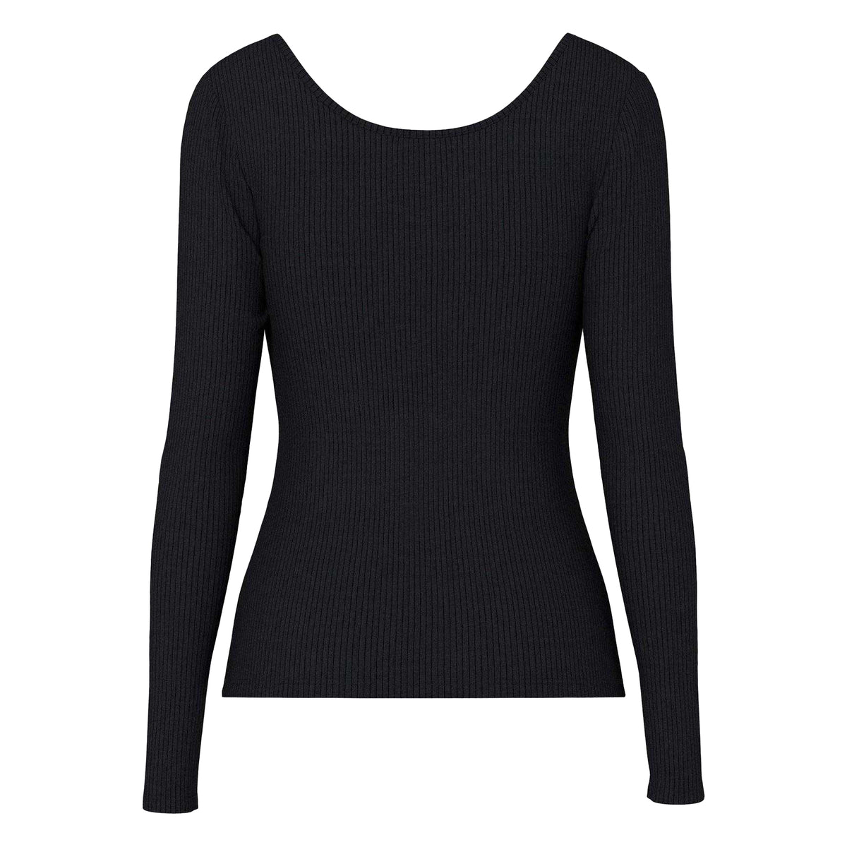 Black - Back - Pieces Womens-Ladies Ribbed Top
