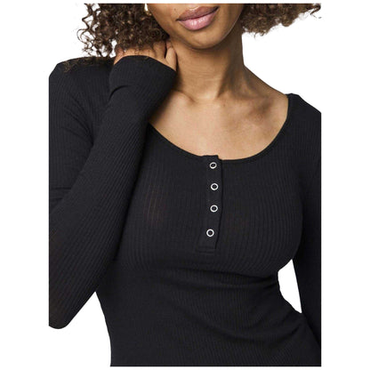 Black - Side - Pieces Womens-Ladies Ribbed Top