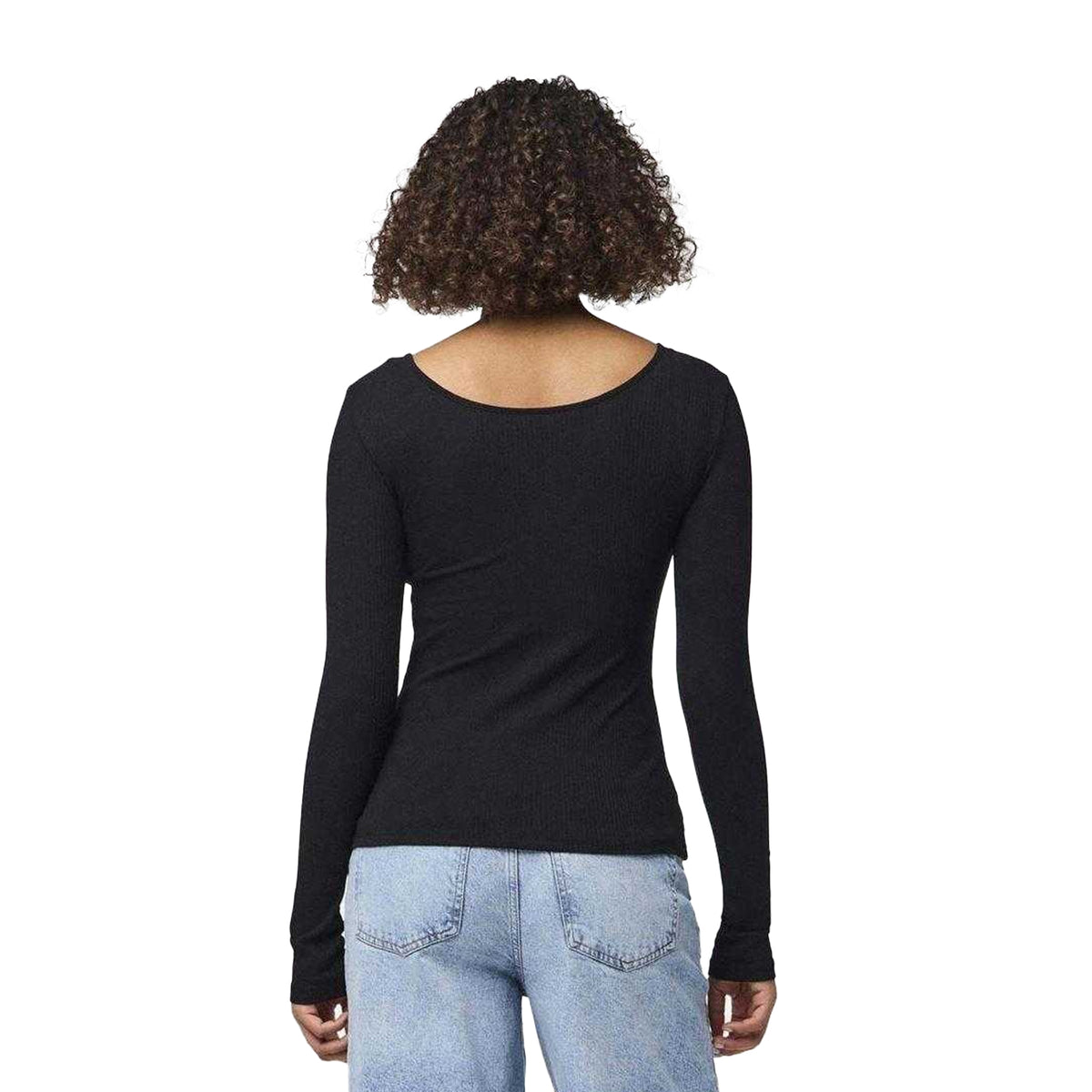Black - Pack Shot - Pieces Womens-Ladies Ribbed Top