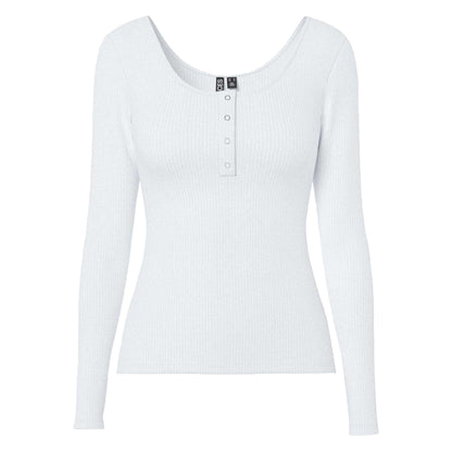 Bright White - Front - Pieces Womens-Ladies Ribbed Top
